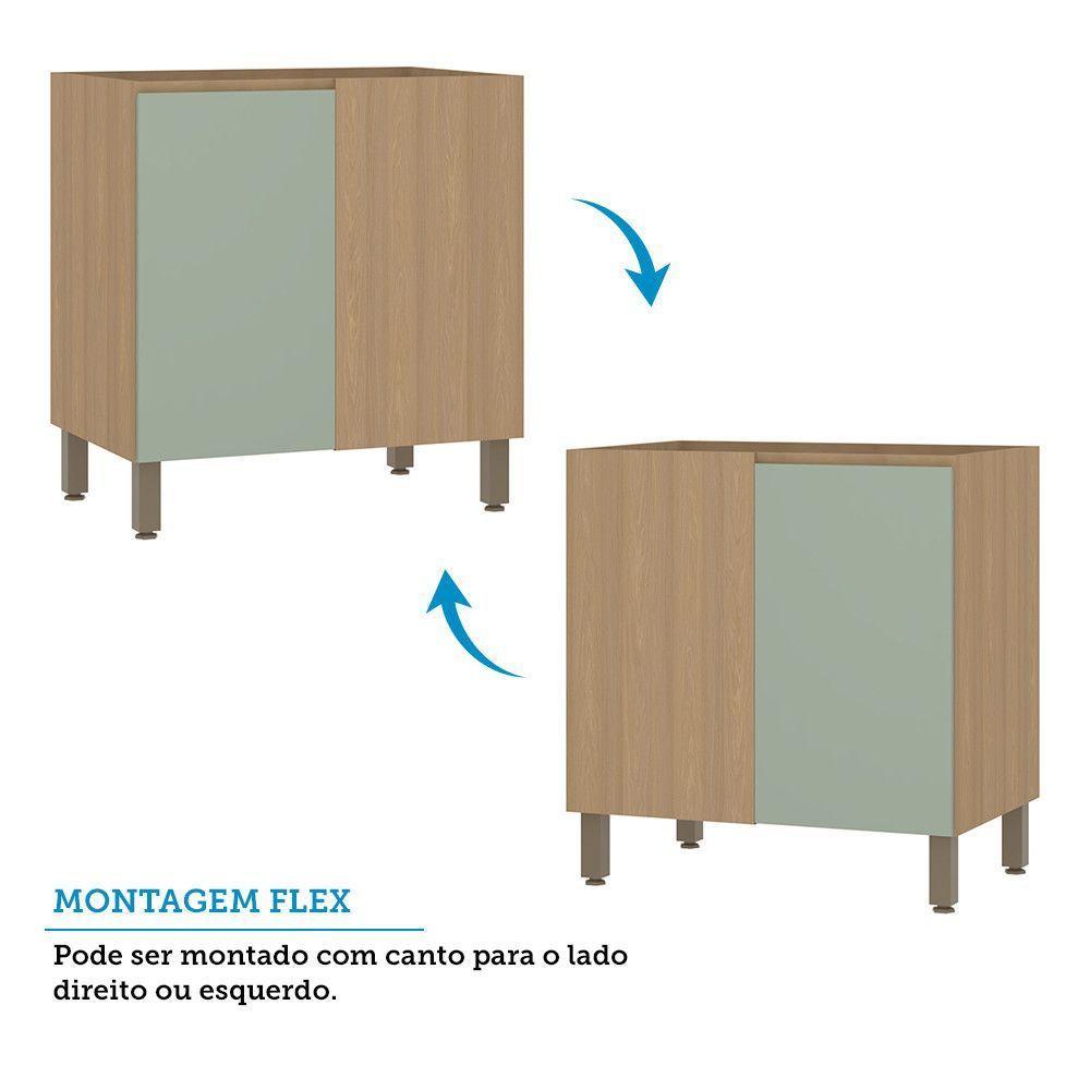 Balcão De Cozinha Canto Reto 80cm 1 Porta Sem Tampo Slim Luc Freijó/verde Jade - 3