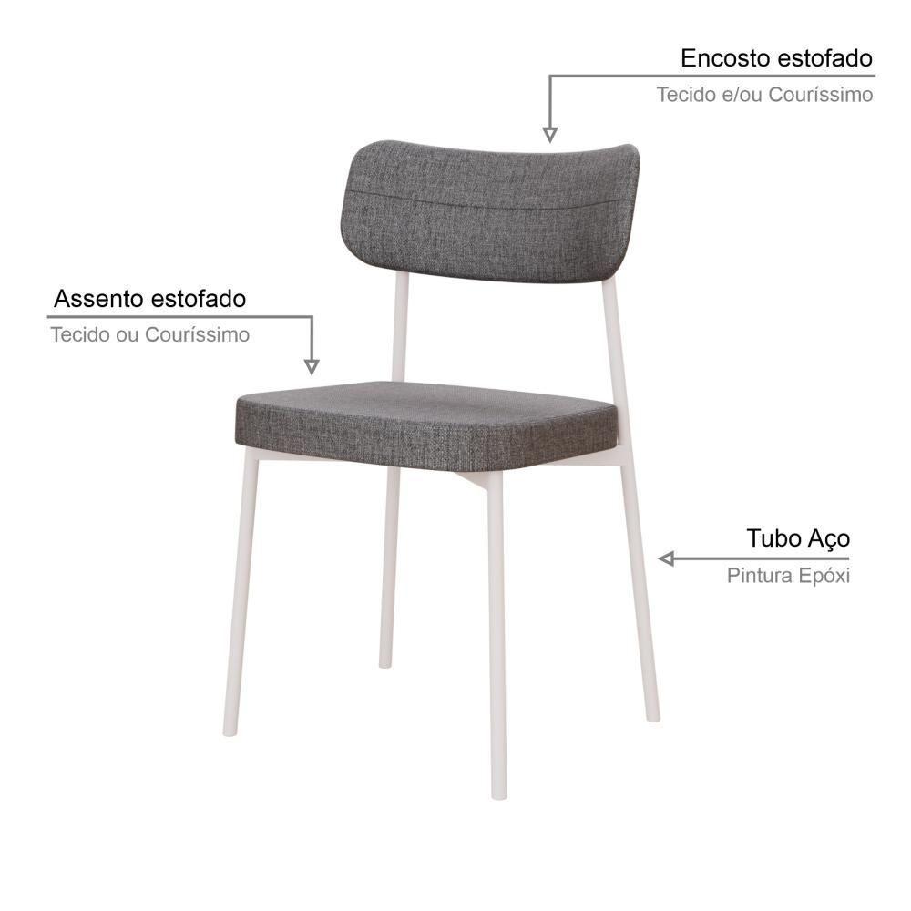 Cadeira Mynna Fixa C/4 Pes 525 X 470 X 790 Mm C/4 Um Pés Brancos. Corriente Cinza Corriente Cinza - 3