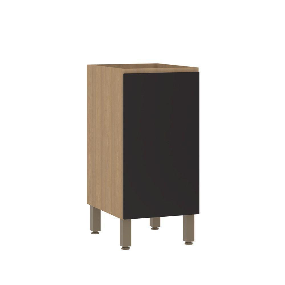 Balcão De Cozinha 40cm 1 Porta Sem Tampo Slim Luciane Móveis Freijó/preto - 1