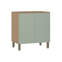 Balcão De Cozinha 80cm 2 Portas Sem Tampo Slim Luciane Móvei Freijó/verde Jade - 1