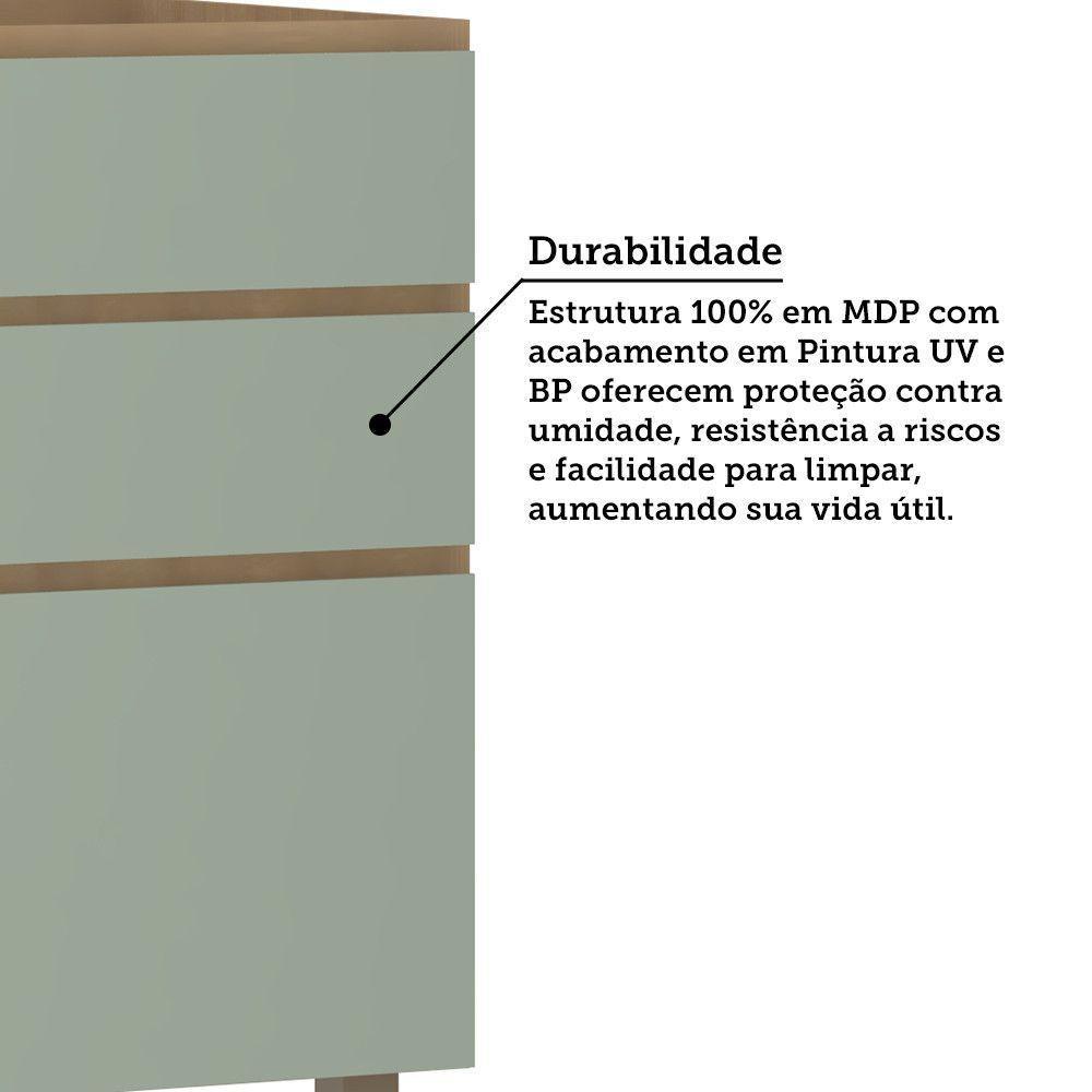 Balcão De Cozinha Para Pia 120cm 2 Portas E 3 Gavetas Sem Ta Freijó/verde Jade - 4