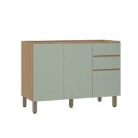 Balcão De Cozinha Para Pia 120cm 2 Portas E 3 Gavetas Sem Ta Freijó/verde Jade - 1