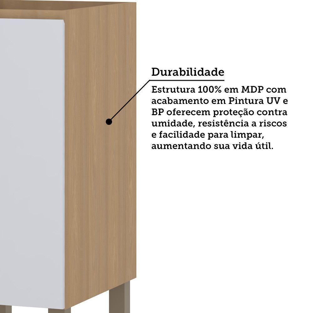 Balcão De Cozinha 20cm 1 Porta Sem Tampo Slim Luciane Móveis Freijó/cinza Cristal - 4