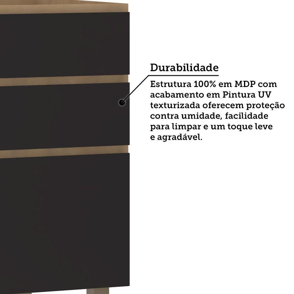 Balcão De Cozinha Para Pia 120cm 2 Portas E 3 Gavetas Sem Ta Freijó/preto - 4
