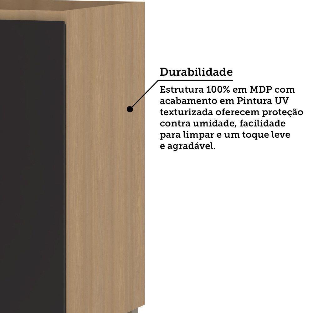 Balcão De Cozinha 60cm 2 Portas Sem Tampo Slim Luciane Móvei Freijó/preto - 4