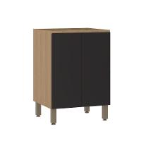 Balcão De Cozinha 60cm 2 Portas Sem Tampo Slim Luciane Móvei Freijó/preto - 1