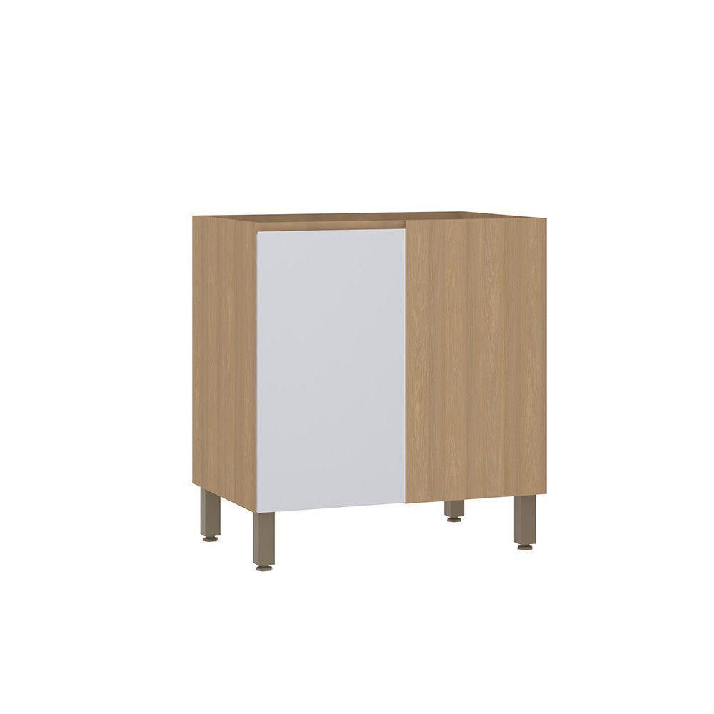 Balcão De Cozinha Canto Reto 80cm 1 Porta Sem Tampo Slim Luc Freijó/cinza Cristal - 1