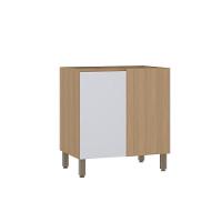 Balcão De Cozinha Canto Reto 80cm 1 Porta Sem Tampo Slim Luc Freijó/cinza Cristal - 1