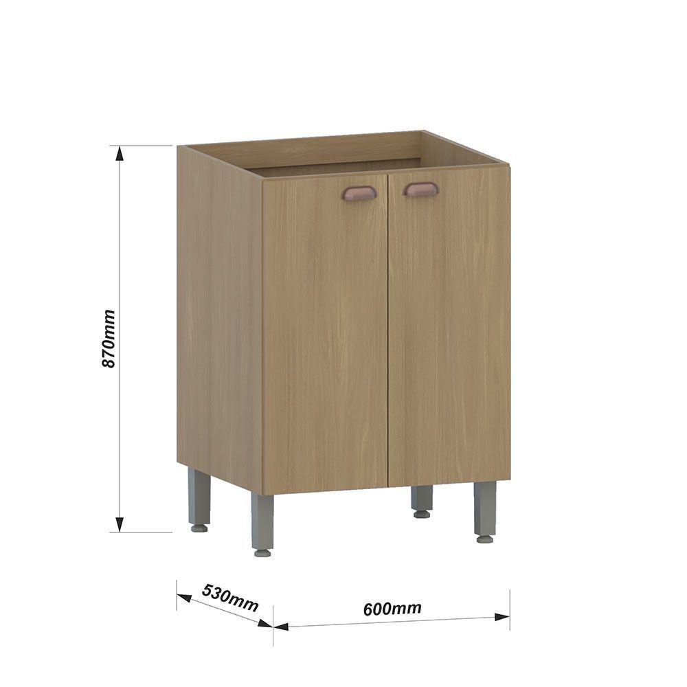 Balcão De Cozinha Sem Tampo 60cm 2 Portas Classic Luciane Mó Freijó/freijó Brasil - 9