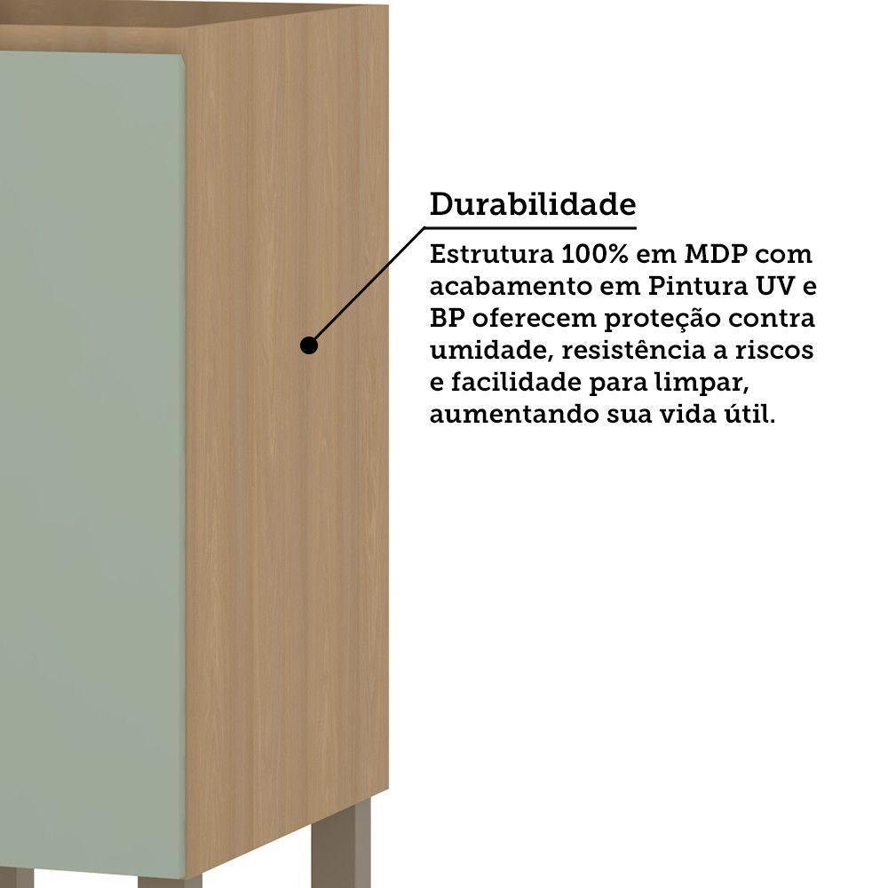 Balcão De Cozinha 20cm 1 Porta Sem Tampo Slim Luciane Móveis Freijó/verde Jade - 4