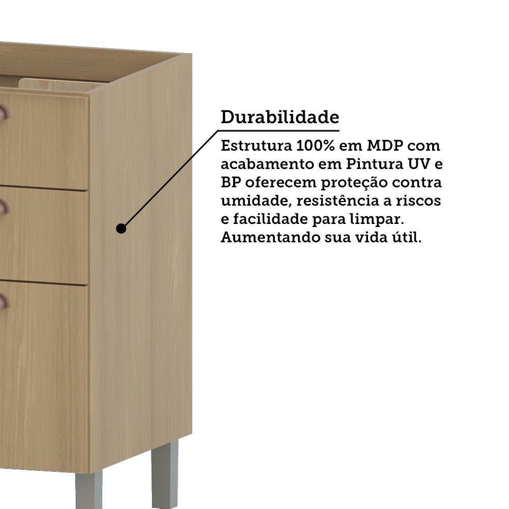 Balcão De Cozinha Para Pia 120cm 2 Portas E 3 Gavetas Classi Freijó/freijó Brasil - 5