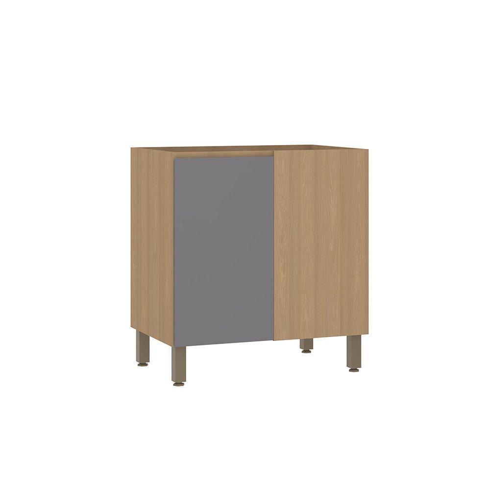 Balcão De Cozinha Canto Reto 80cm 1 Porta Sem Tampo Slim Luc Freijó/cinza Puro - 1