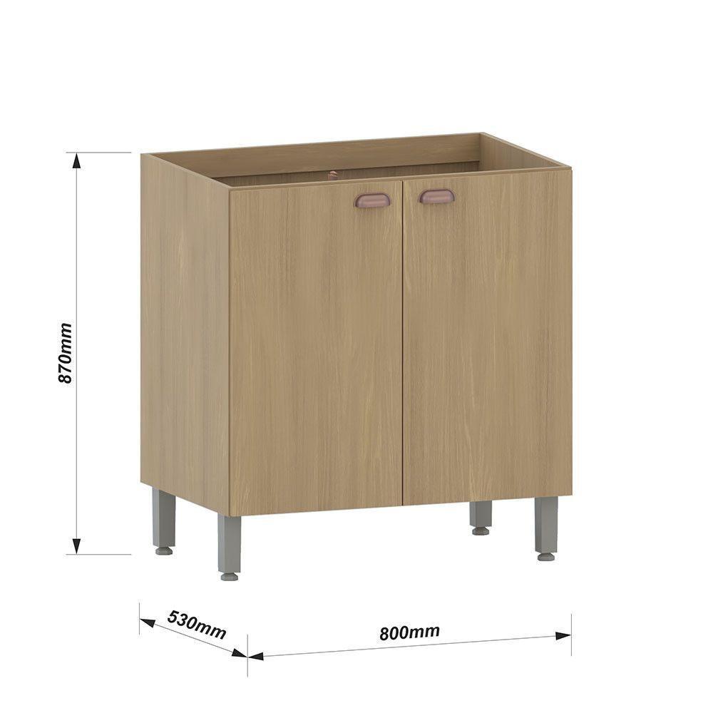 Balcão De Cozinha Sem Tampo 80cm 2 Portas Classic Luciane Mó Freijó/freijó Brasil - 3