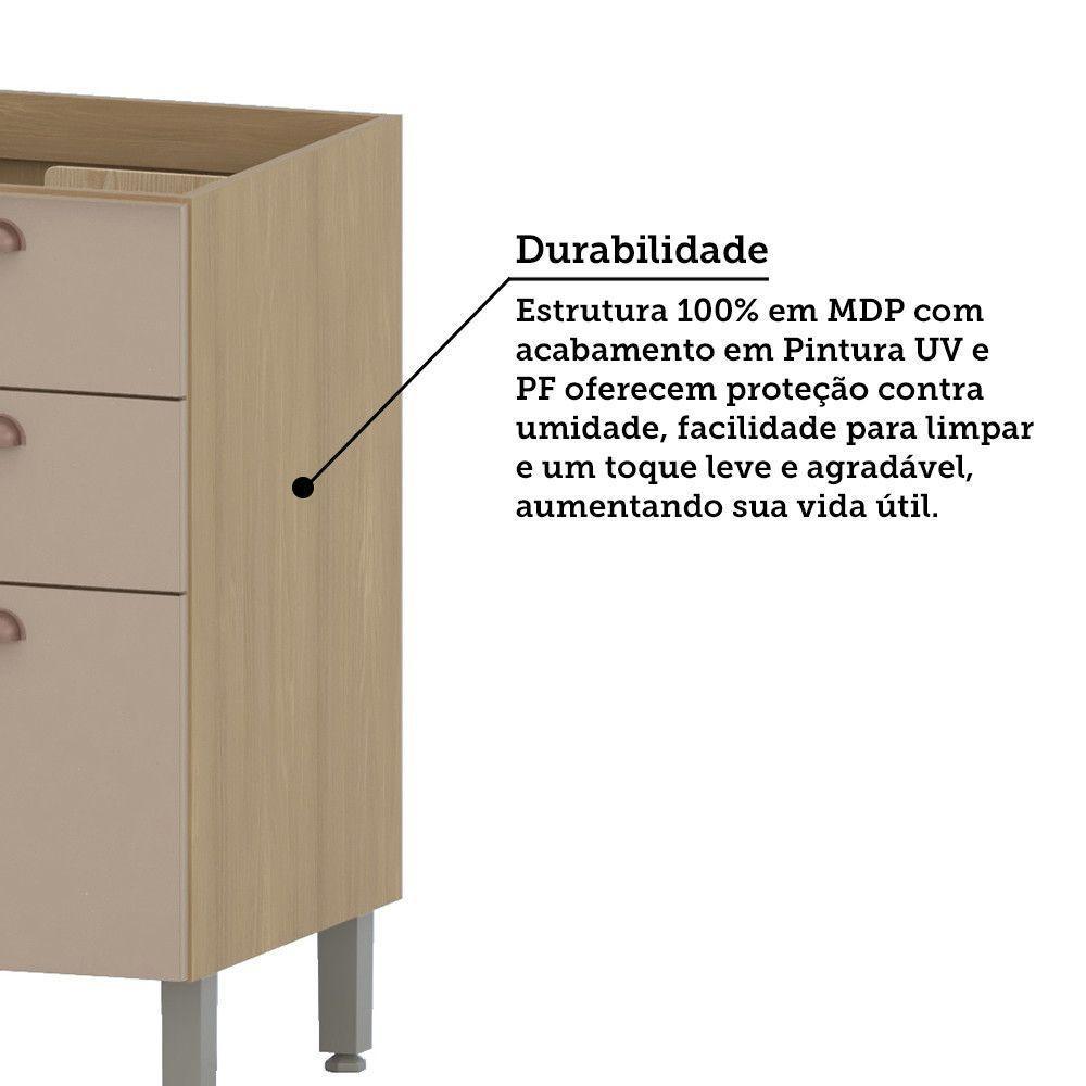 Balcão De Cozinha Para Pia 120cm 2 Portas E 3 Gavetas Classi Freijó/petala Rosa - 9