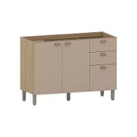 Balcão De Cozinha Para Pia 120cm 2 Portas E 3 Gavetas Classi Freijó/petala Rosa - 1