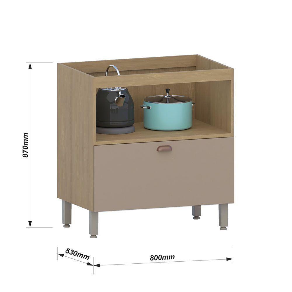 Balcão De Cozinha Sem Tampo 80cm 1 Porta E 1 Gavetão Classic Freijó/petala Rosa - 2