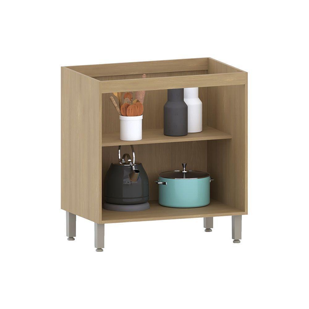 Balcão De Cozinha Sem Tampo 80cm 2 Portas Classic Luciane Mó Freijó/verde Amalfi - 2