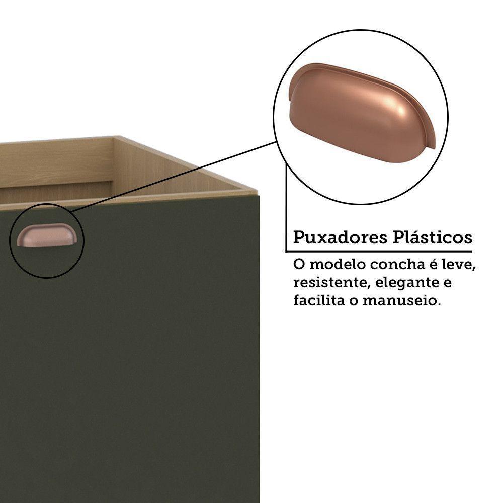 Balcão De Cozinha Sem Tampo 80cm 2 Portas Classic Luciane Mó Freijó/verde Amalfi - 7