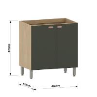 Balcão De Cozinha Sem Tampo 80cm 2 Portas Classic Luciane Mó Freijó/verde Amalfi - 3