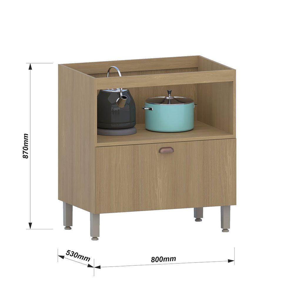 Balcão De Cozinha Sem Tampo 80cm 1 Porta E 1 Gavetão Classic Freijó/freijó Brasil - 7