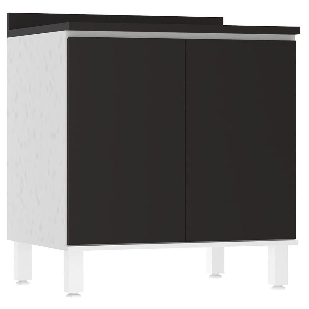 Balcão De Cozinha Com Tampo 70cm 2 Portas Dora Luciane Móvei Branco/preto - 1