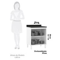 Balcão De Cozinha Com Tampo 70cm 2 Portas Dora Luciane Móvei Branco/preto