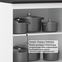 Balcão De Cozinha Com Tampo 70cm 2 Portas Dora Luciane Móvei Branco/preto - 8