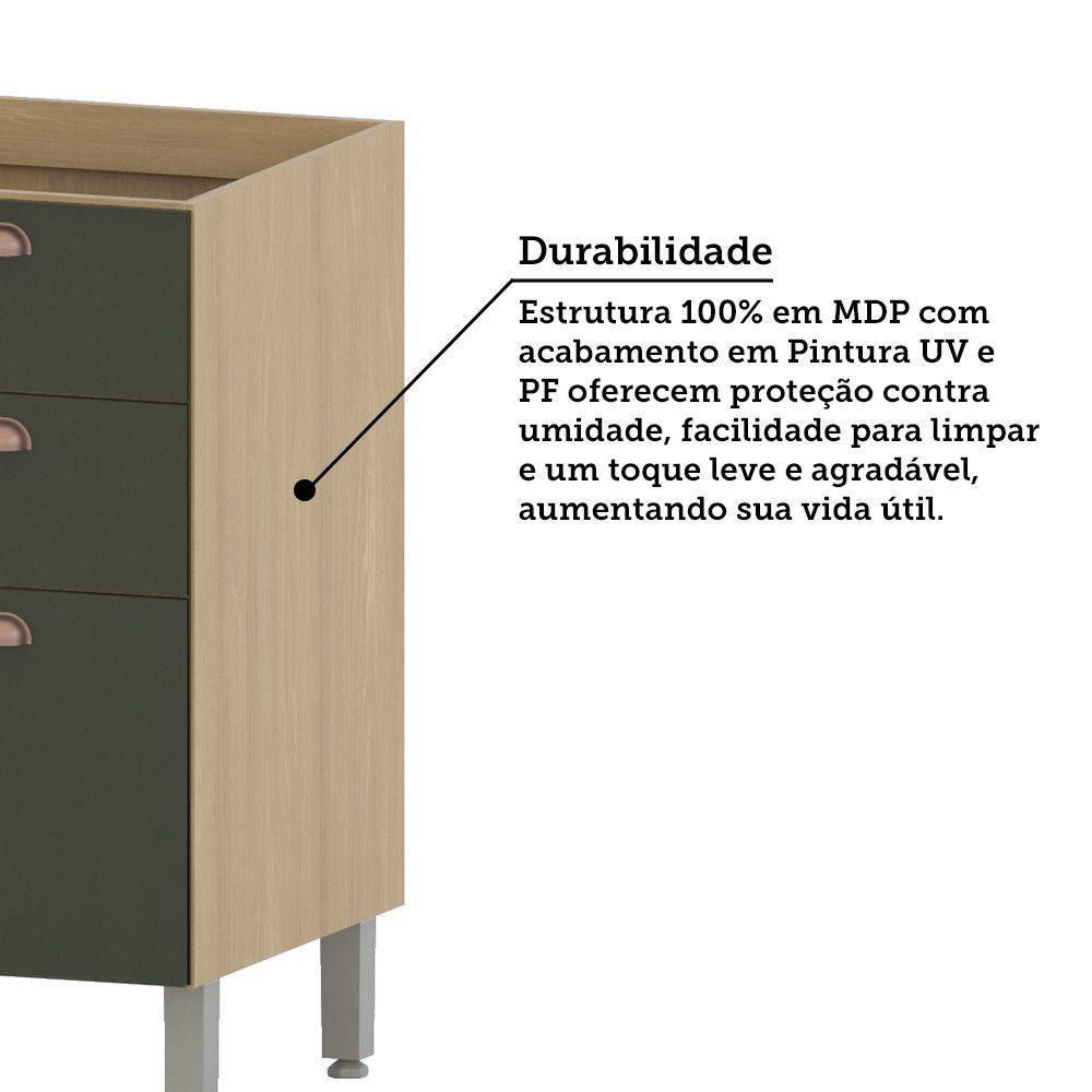 Balcão De Cozinha Para Pia 120cm 2 Portas E 3 Gavetas Classi Freijó/verde Amalfi - 5