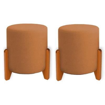 Kit 2 Puffs Orgânicos Boucle Thor Com Pés De Madeira - 7 Decor Terracota