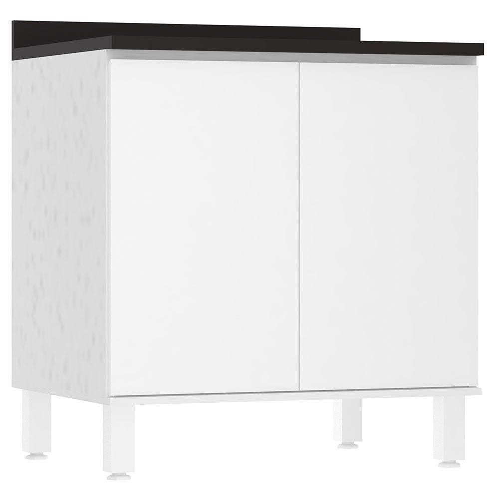 Balcão De Cozinha Com Tampo 70cm 2 Portas Dora Luciane Móvei Branco/branco Supremo - 1