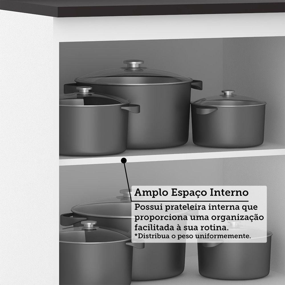 Balcão De Cozinha Com Tampo 70cm 2 Portas Dora Luciane Móvei Branco/branco Supremo - 5