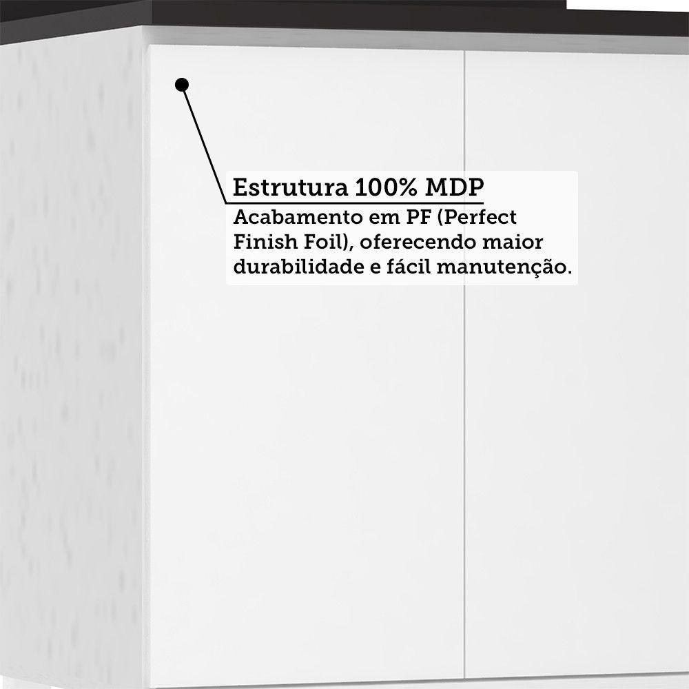 Balcão De Cozinha Com Tampo 70cm 2 Portas Dora Luciane Móvei Branco/branco Supremo - 6