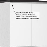 Balcão De Cozinha Com Tampo 70cm 2 Portas Dora Luciane Móvei Branco/branco Supremo - 6