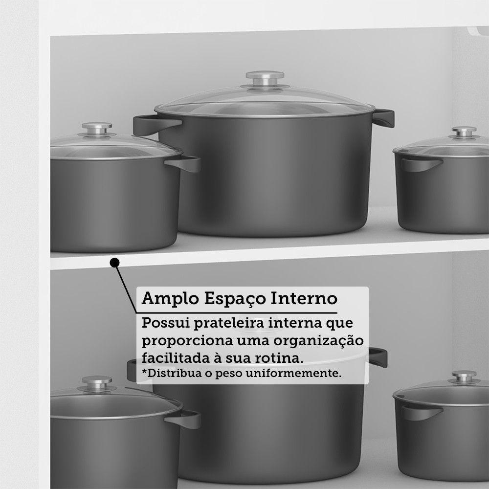 Balcão De Pia Sem Tampo 120cm 3 Portas E 2 Gavetas Dora Luci Branco/preto - 6