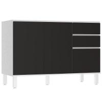 Balcão De Pia Sem Tampo 120cm 3 Portas E 2 Gavetas Dora Luci Branco/preto - 1