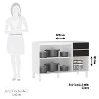 Balcão De Pia Sem Tampo 120cm 3 Portas E 2 Gavetas Dora Luci Branco/preto - 2