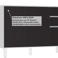 Balcão De Pia Sem Tampo 120cm 3 Portas E 2 Gavetas Dora Luci Branco/preto - 7