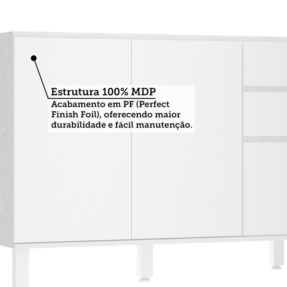 Balcão De Pia Sem Tampo 120cm 3 Portas E 2 Gavetas Dora Luci Branco/branco Supremo - 7