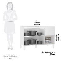 Balcão De Pia Sem Tampo 120cm 3 Portas E 2 Gavetas Dora Luci Branco/branco Supremo - 2