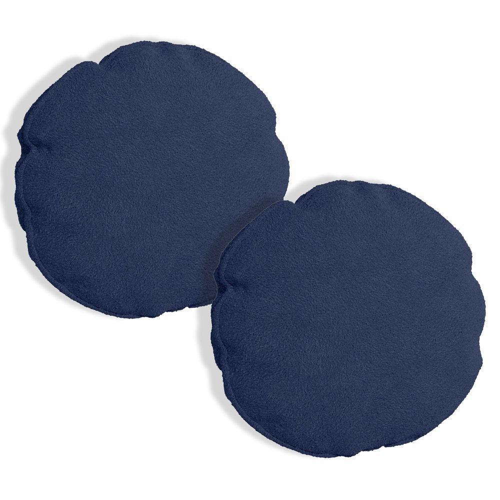Kit 2 Capas Para Almofada Redonda Boucle 50x50cm - 7 Decor Azul Marinho - 1
