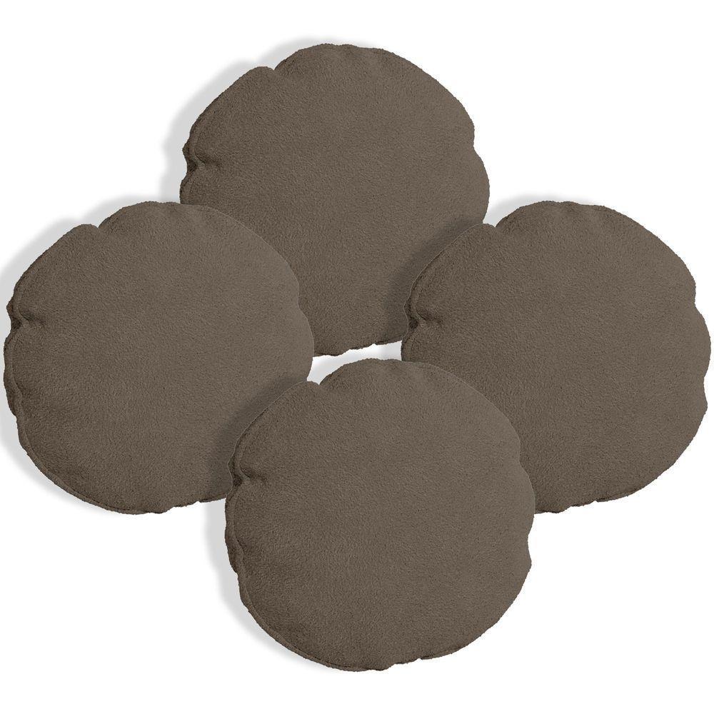 Kit 4 Capas Para Almofada Redonda Boucle 40x40cm - 7 Decor Marrom - 1