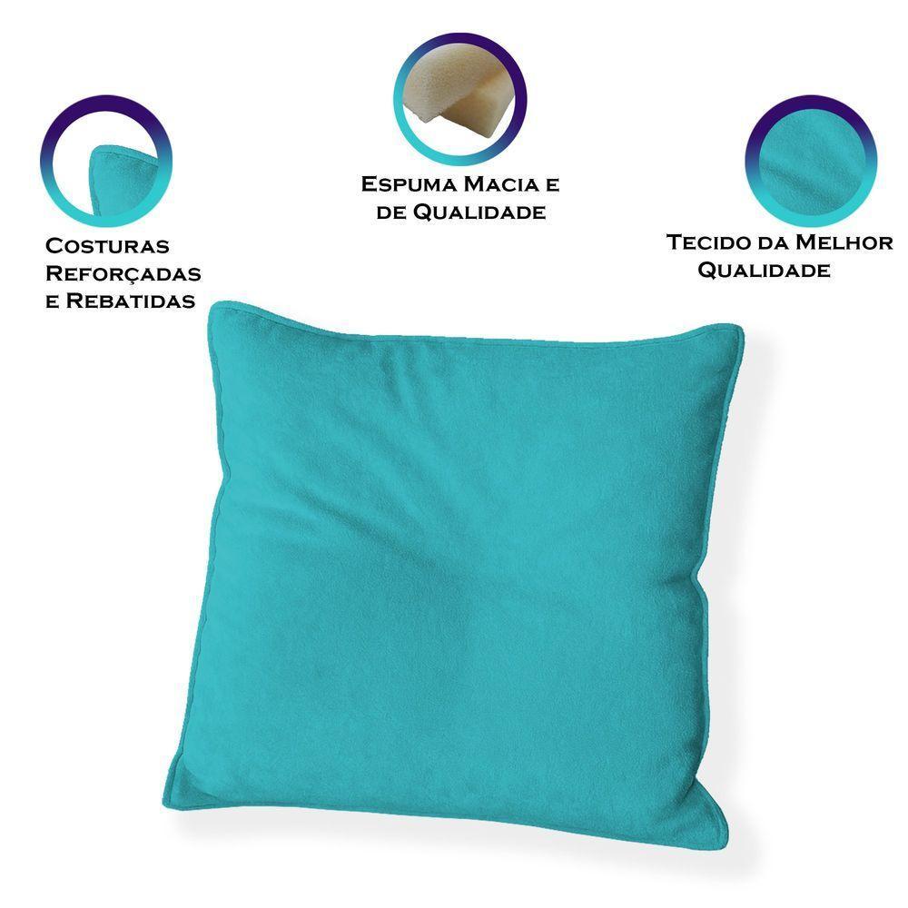 Kit 4 Capas Para Almofada Quadrada Veludo 50x50cm - 7 Decor Azul Turquesa - 3