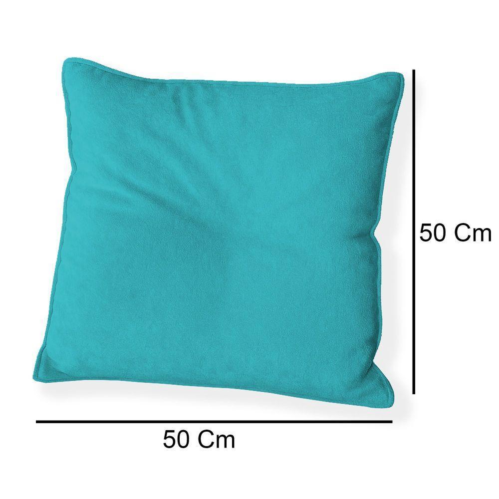 Kit 4 Capas Para Almofada Quadrada Veludo 50x50cm - 7 Decor Azul Turquesa - 4