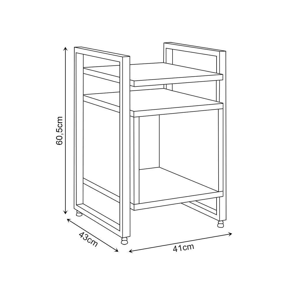 Mesa De Cabeceira Industrial Marrocos Ferro Preto E Tampo Amêndoa - 3