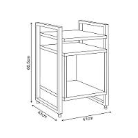 Kit 2 Mesas De Cabeceira Industrial Marrocos Ferro Branco E Tampo Freijó