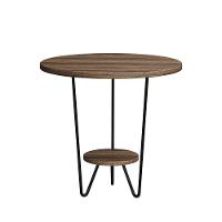 Mesa Lateral Redonda Industrial Italy Ferro Preto E Tampo Amêndoa - 2