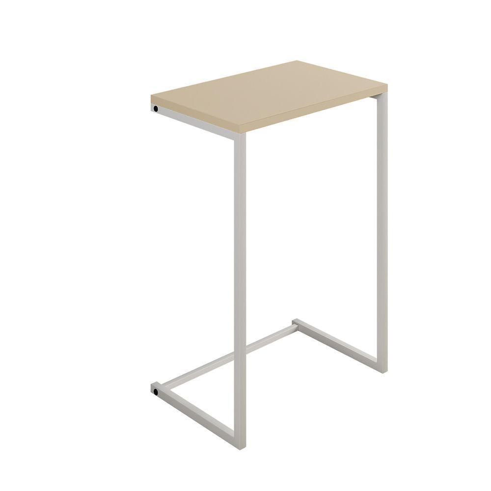 Mesa Lateral De Apoio Industrial Sofá Charmme Ferro Branco E Tampo Off-white - 2