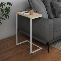 Mesa Lateral De Apoio Industrial Sofá Charmme Ferro Branco E Tampo Off-white - 1