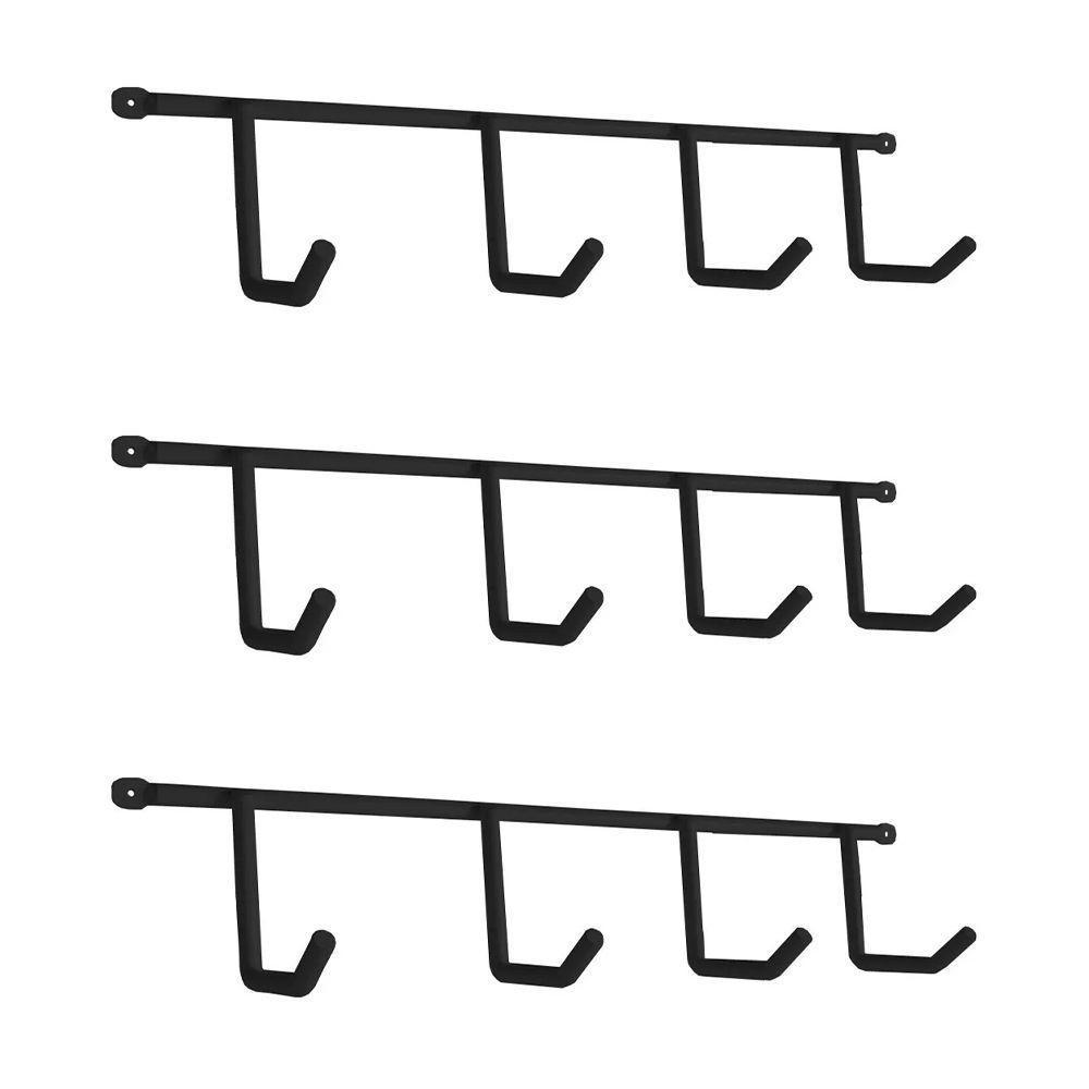 Kit Com 3 Suportes Porta Vassouras Isabela Com 4 Ganchos Preto - 1