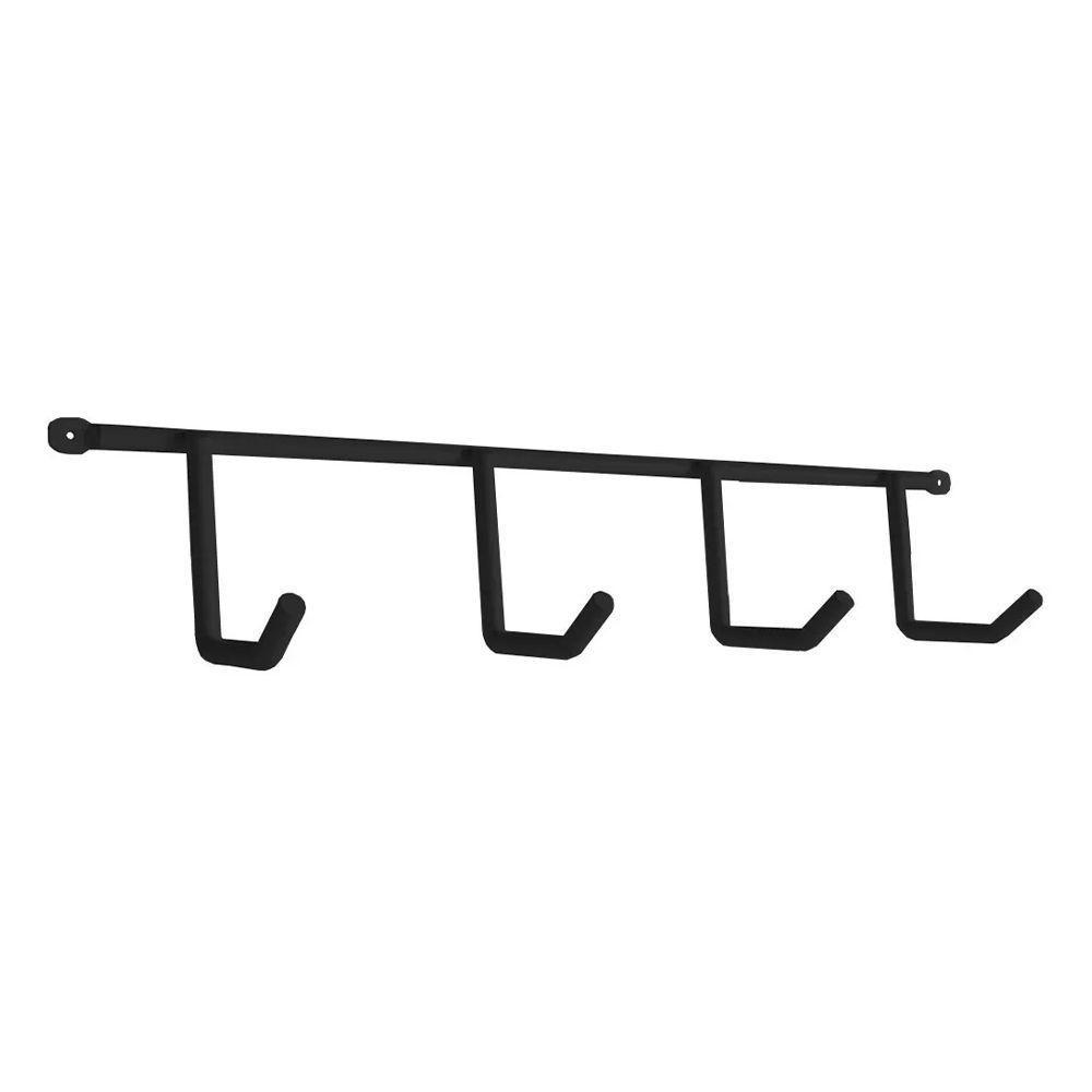 Kit Com 3 Suportes Porta Vassouras Isabela Com 4 Ganchos Preto - 2